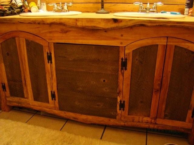 Bathroom Vanity Built with Rough Cut Sawmill Lumber