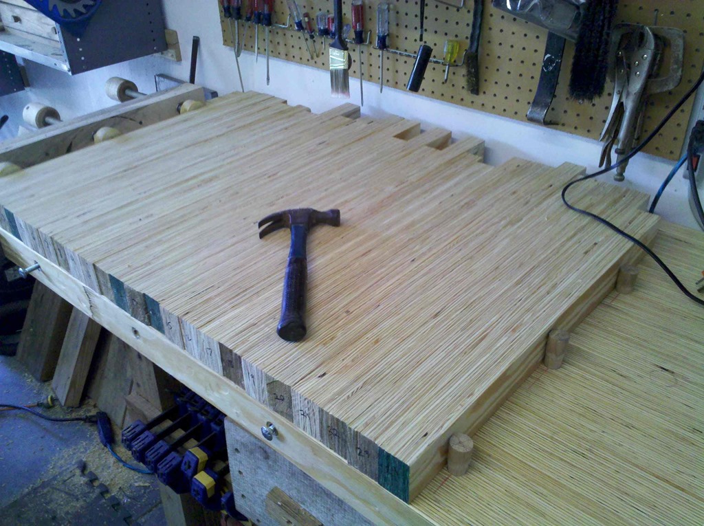 using an endvise on the thick workbench top made with lvl plywood
