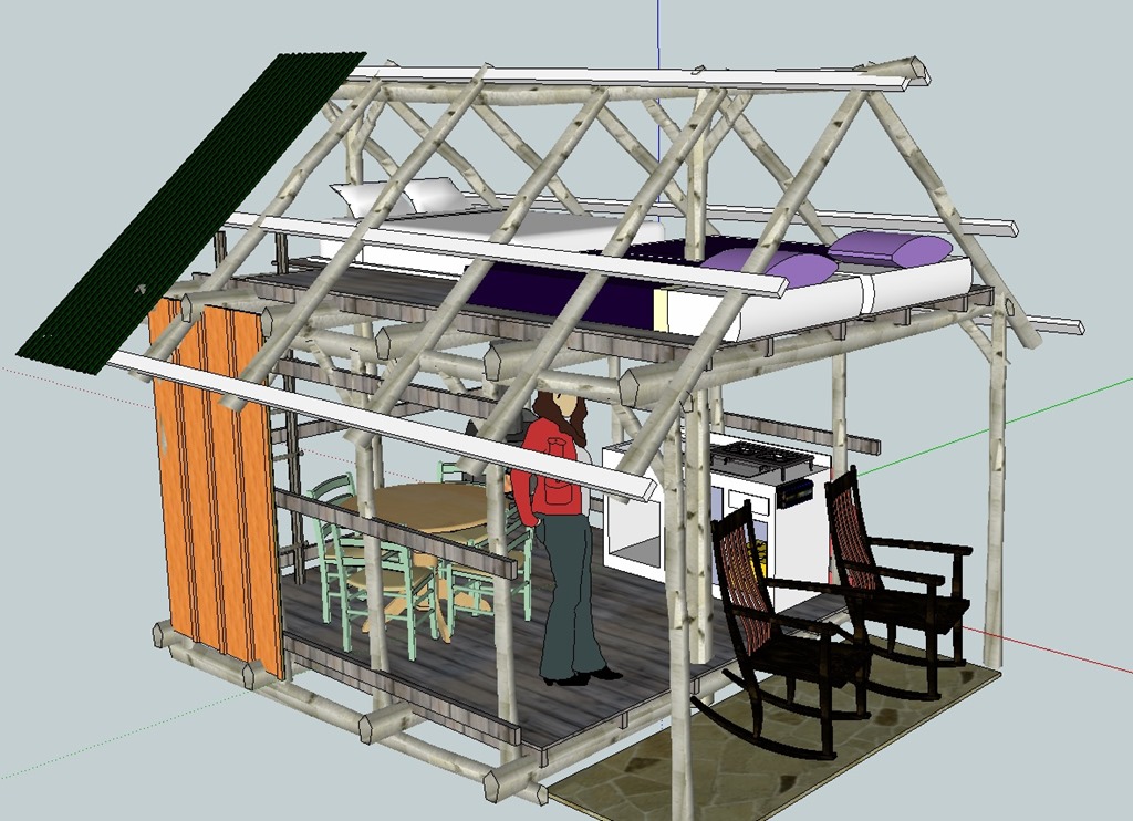 CADD drawing of hut built with local supplies