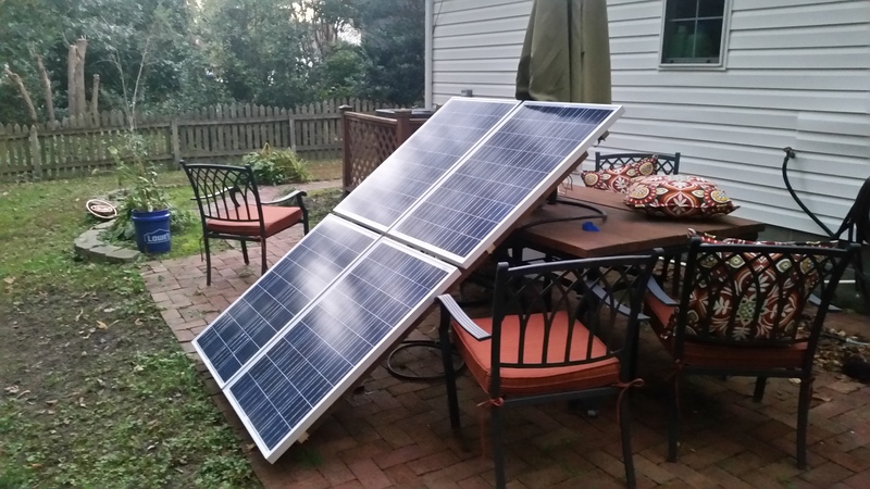 Solar Array leaning on picnic table