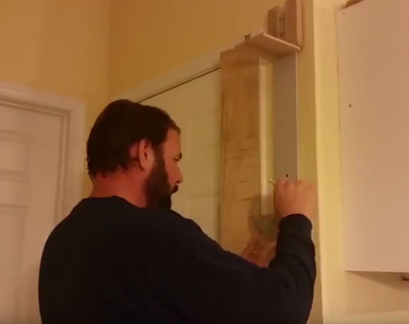 Marking the backer board for the height tracker