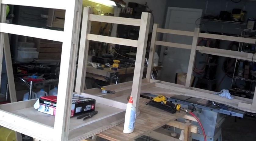 Dry fitting the corner desk assemblies