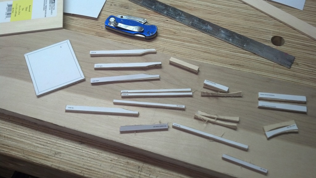 Cutting miniature night stand parts