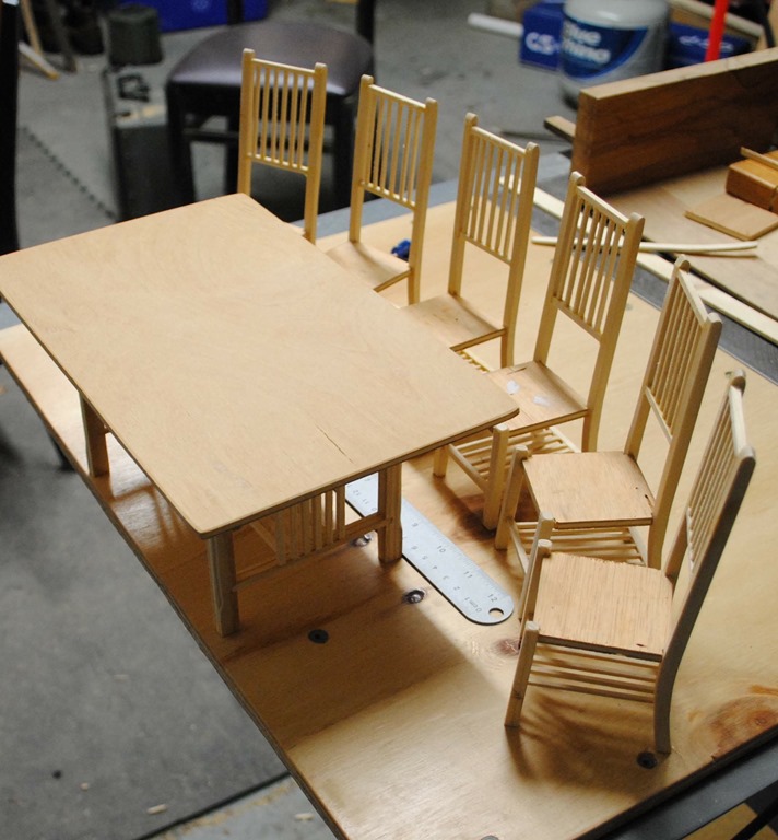 Scale table and chairs before finish