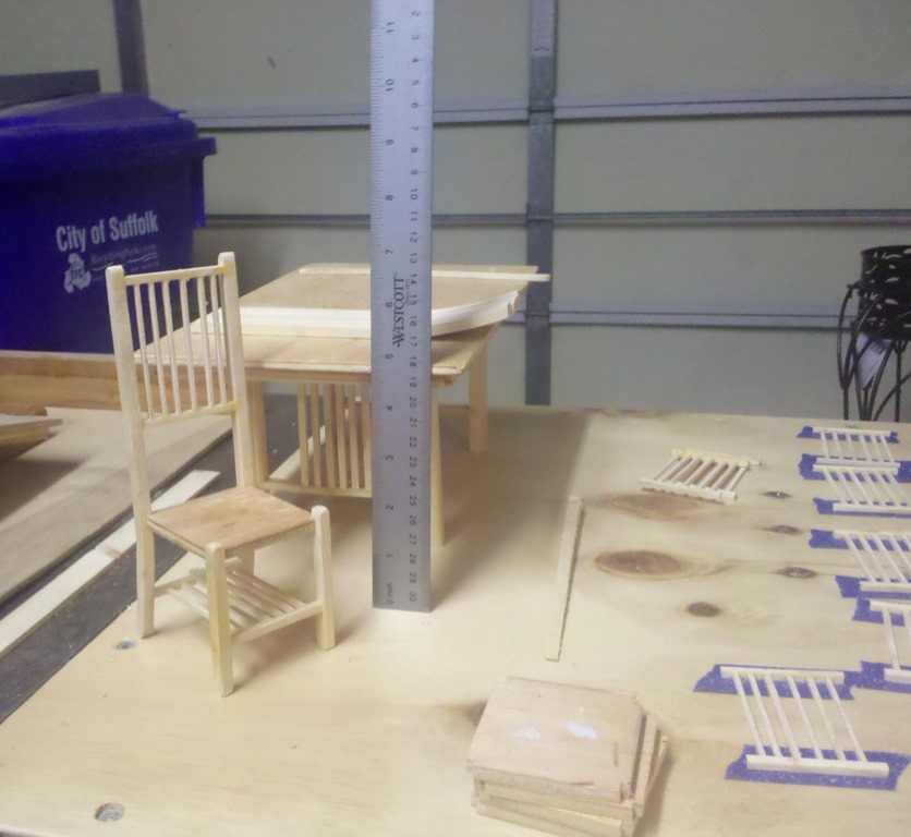 Scale table and chairs under construction