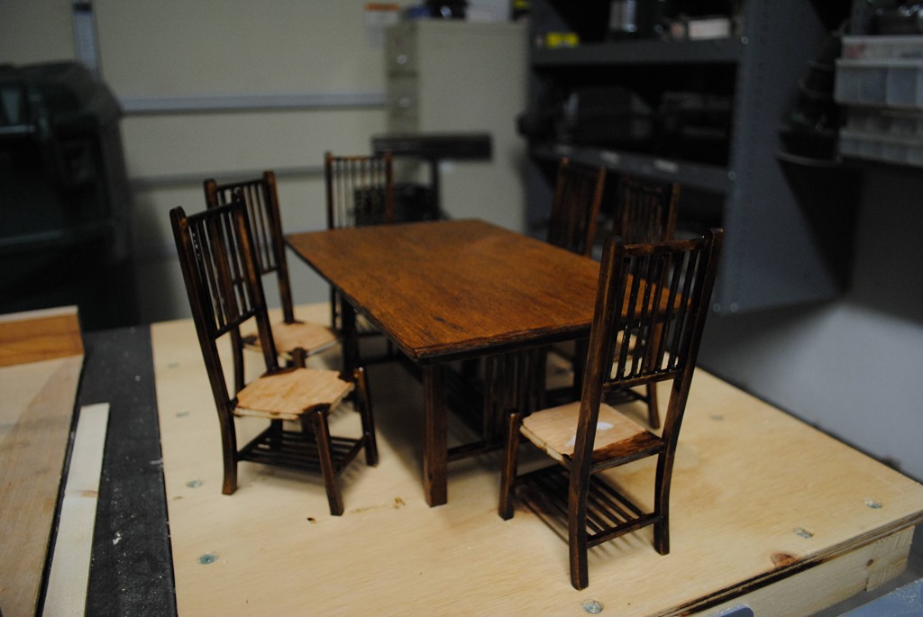 Scale table and chairs ready for seat cushions