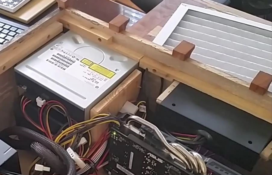 Wooden Computer With Chessboard Top