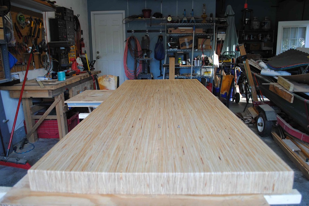 close up of 3 inch thick lvl work surface