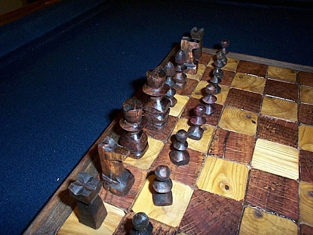 Chess set made with firewood end grain