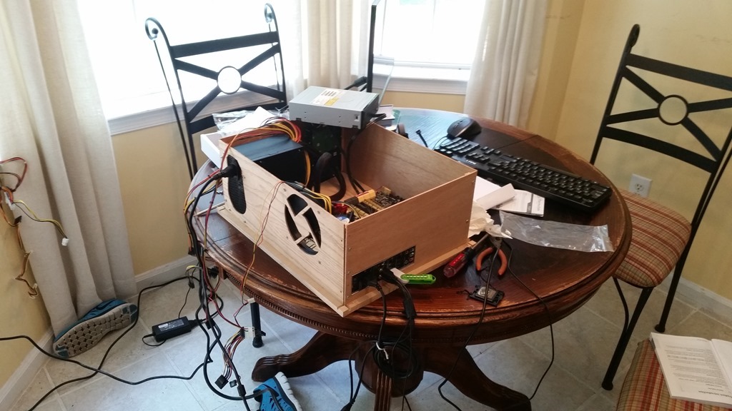Wooden Computer With Chessboard Top